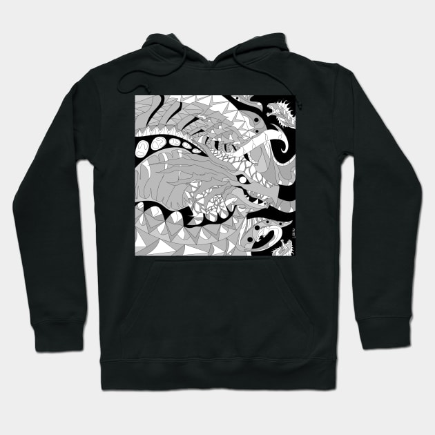 grey kaiju kraken ecopop Hoodie by jorge_lebeau